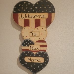 Patriotic heart wall plaque